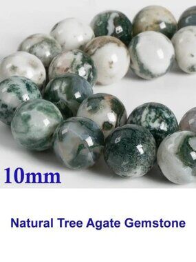 Natural Tree Agate Gemstone  10mm 15" Strand